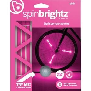 Brightz Spinbrightz LED Bike Spoke Lights Pink‎ 3-Mode Waterproof Set NEW